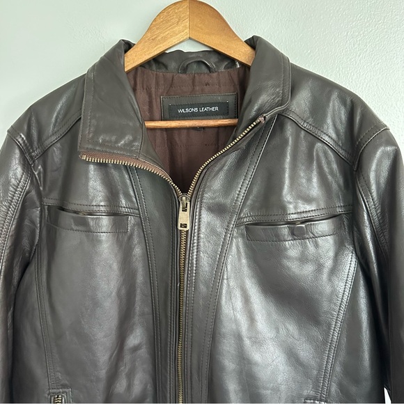 Wilson’s Leather Sean Vintage Leather Jacket Brown Large - Picture 6 of 12